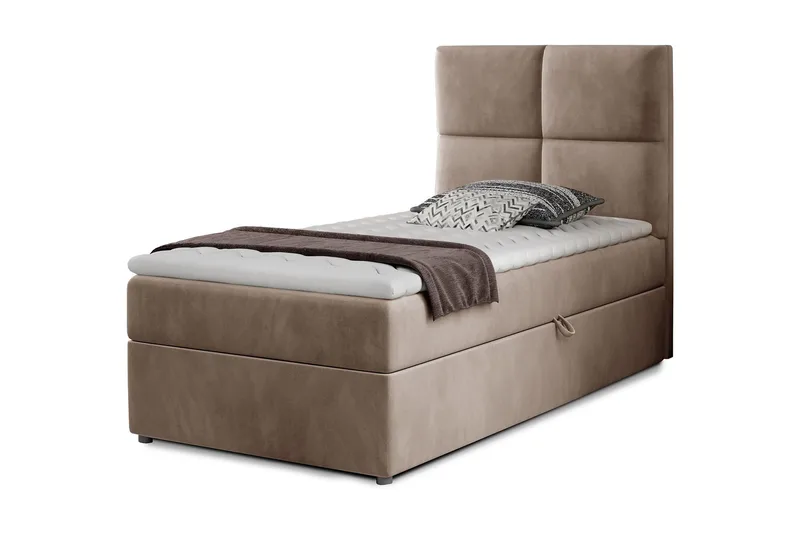 Arcore Oppbevaringsseng 90x200 cm Rutete, Lysebrun
