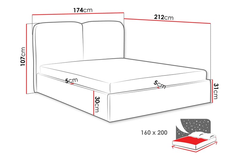 Arondel Oppbevaringsseng - Grå - Møbler - Senger - Senger med oppbevaring