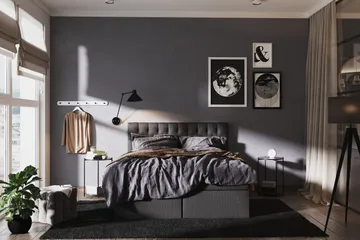 Boxy Box Bed 160x200 cm - Svart/Grå - Møbler - Senger - Senger med oppbevaring