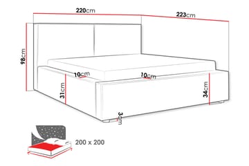 Bysantinsk Oppbevaringsseng 200x200 cm - Lys Grå/Brun - Møbler - Senger - Senger med oppbevaring - Dobbeltseng med oppbevaring