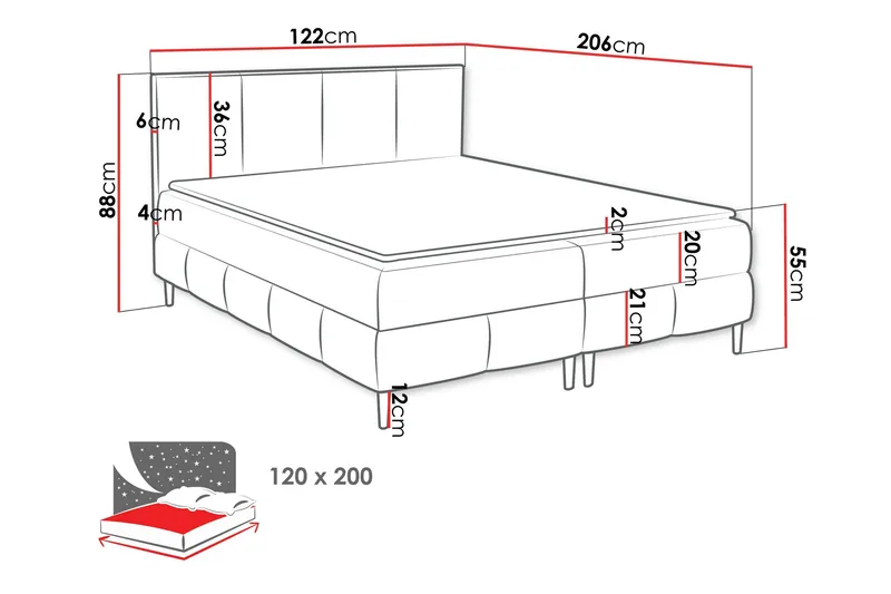Celestine Oppbevaringsseng 120x200 cm - Hvit - Møbler - Senger - Senger med oppbevaring