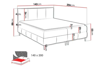 Celestine Oppbevaringsseng 140x200 cm - Hvit - Møbler - Senger - Senger med oppbevaring