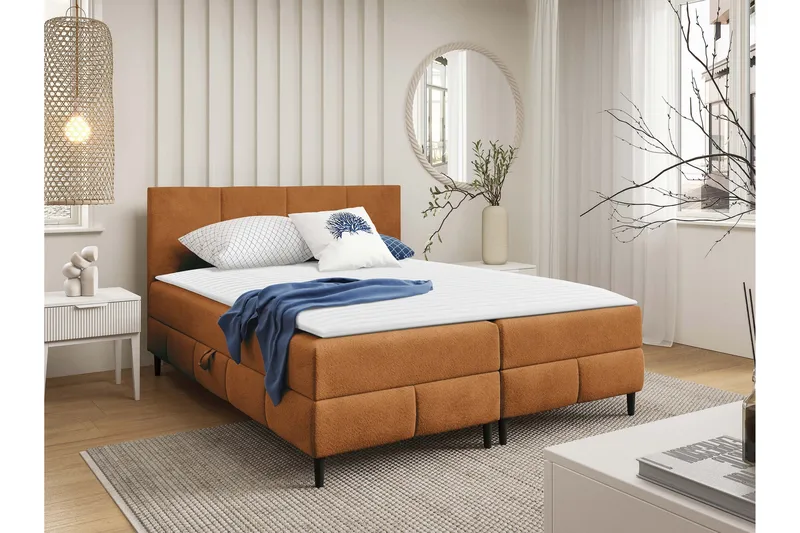 Celestine Oppbevaringsseng 200x200 cm, Oransje
