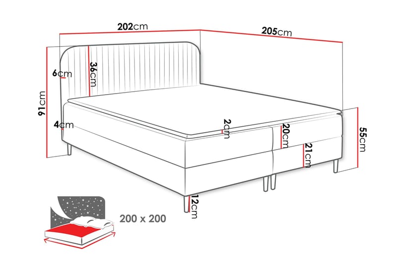 Celestine Oppbevaringsseng 200x200 cm - Svart - Møbler - Senger - Senger med oppbevaring - Dobbeltseng med oppbevaring