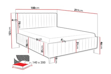 Desio Oppbevaringsseng 140x200 cm - Beige - Møbler - Senger - Senger med oppbevaring