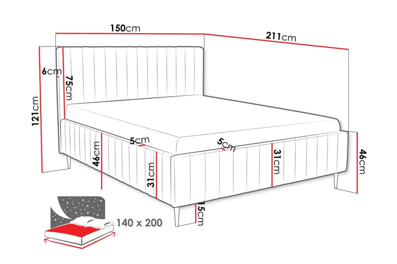 Desio Oppbevaringsseng 140x200 cm - Beige - Møbler - Senger - Senger med oppbevaring