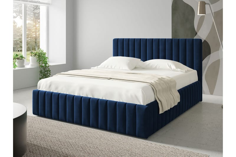 Desio Oppbevaringsseng 140x200 cm - Blå - Møbler - Senger - Senger med oppbevaring