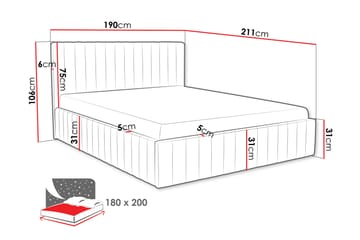 Desio Oppbevaringsseng 180x200 cm - Beige/Grå - Møbler - Senger - Senger med oppbevaring - Dobbeltseng med oppbevaring