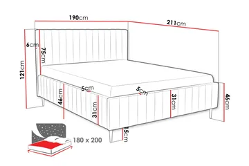 Desio Oppbevaringsseng 180x200 cm - Grønn - Møbler - Senger - Senger med oppbevaring