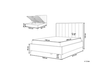 dobbeltseng med oppbevaring 140x200 cm grå SEZANNE - Grå - Møbler - Senger - Senger med oppbevaring