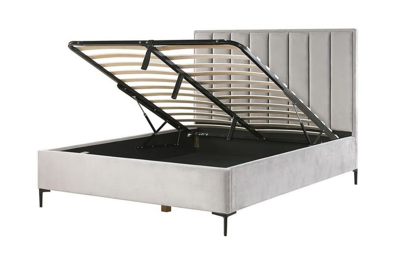 dobbeltseng med oppbevaring 140x200 cm grå SEZANNE - Grå - Møbler - Senger - Senger med oppbevaring