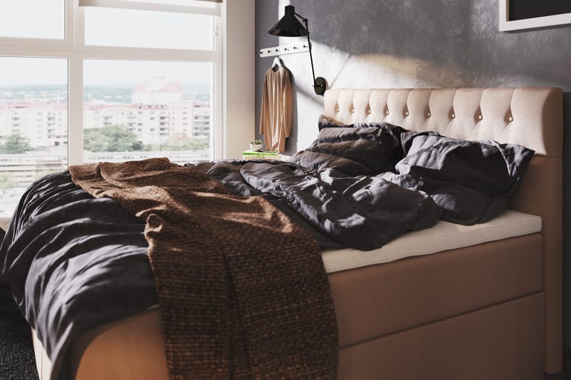 Boxy Box Bed 160x200 cm - Beige - Møbler - Senger - Senger med oppbevaring