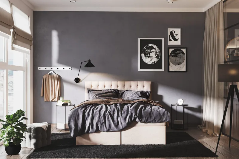 Boxy Box Bed 180x200 cm - Beige - Møbler - Senger - Senger med oppbevaring