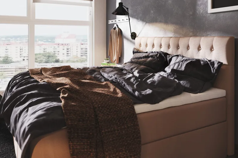 Boxy Box Bed 180x200 cm - Beige - Møbler - Senger - Senger med oppbevaring