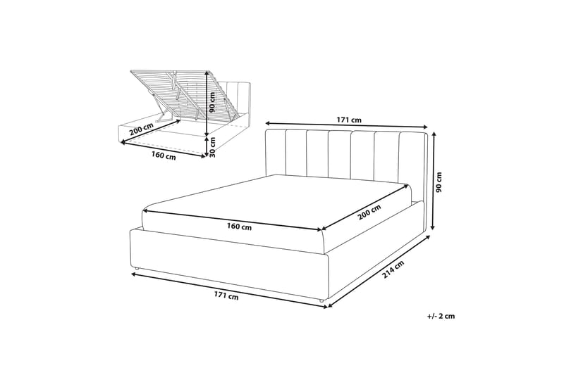 Dreuxa Oppbevaringsseng 160x200 cm - Lysegrå - Møbler - Senger - Senger med oppbevaring