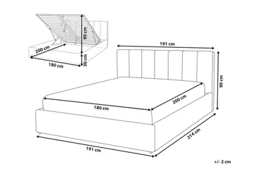 Oppbevaringsseng Abondant 180x200 cm - Lysegrå - Møbler - Senger - Senger med oppbevaring