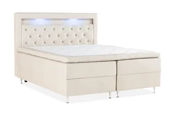 Oppbevaringsseng Alessia med LED-belysning 160x200 - Beige - Møbler - Senger - Senger med oppbevaring