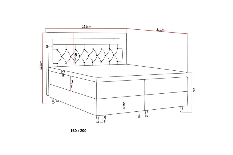 Oppbevaringsseng Alessia med LED-belysning 160x200 - Beige - Møbler - Senger - Senger med oppbevaring