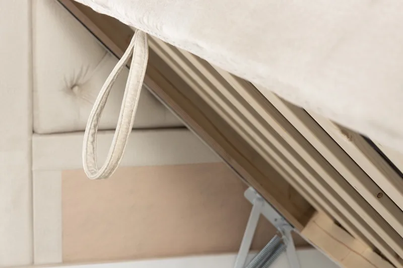 Oppbevaringsseng Alessia med LED-belysning 160x200 - Beige - Møbler - Senger - Senger med oppbevaring