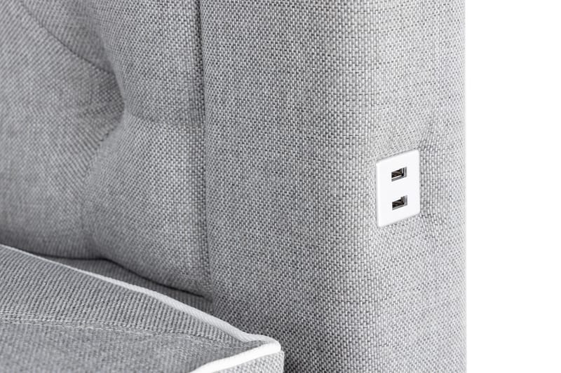 Oppbevaringsseng Alessia med LED-belysning 160x200 - Grå - Møbler - Senger - Senger med oppbevaring