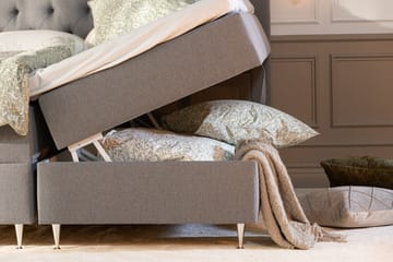 Oppbevaringsseng Alessia med LED-belysning 160x200 - Grå - Møbler - Senger - Senger med oppbevaring