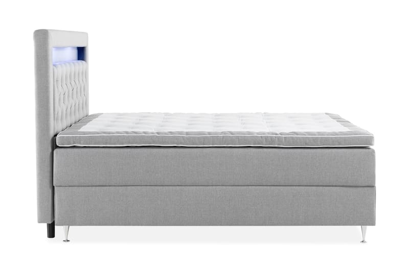 Oppbevaringsseng Alessia med LED-belysning 160x200 - Grå - Møbler - Senger - Senger med oppbevaring