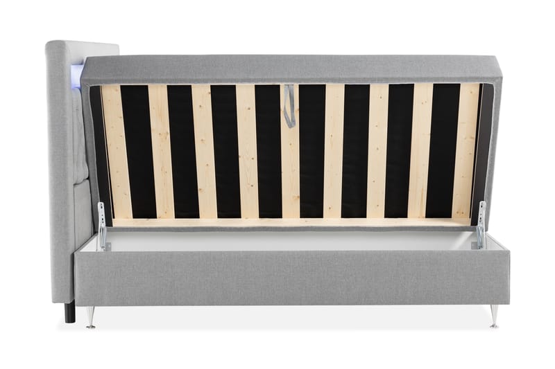 Oppbevaringsseng Alessia med LED-belysning 160x200 - Grå - Møbler - Senger - Senger med oppbevaring