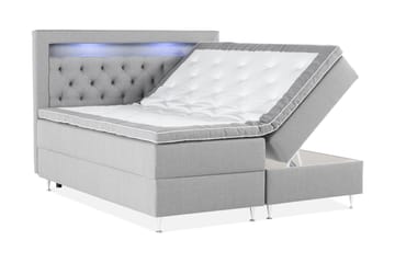 Oppbevaringsseng Alessia med LED-belysning 160x200 - Grå - Møbler - Senger - Senger med oppbevaring