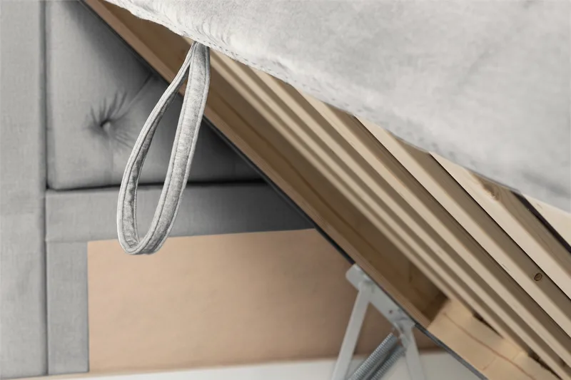 Oppbevaringsseng Alessia med LED-belysning 160x200 - Lysegrå - Møbler - Senger - Senger med oppbevaring