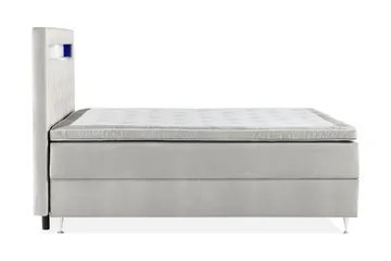 Oppbevaringsseng Alessia med LED-belysning 160x200 - Lysegrå - Møbler - Senger - Senger med oppbevaring