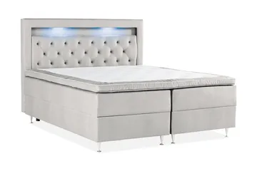Oppbevaringsseng Alessia med LED-belysning 160x200 - Lysgrå - Møbler - Senger - Senger med oppbevaring