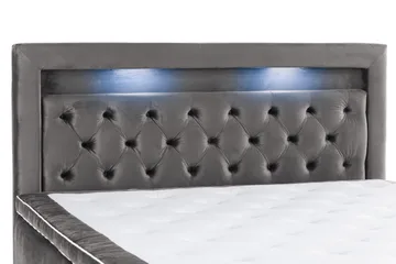 Oppbevaringsseng Alessia med LED-belysning 160x200 - Mørkgrå - Møbler - Senger - Senger med oppbevaring