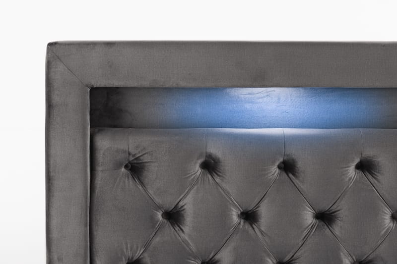 Oppbevaringsseng Alessia med LED-belysning 160x200 - Mørkgrå - Møbler - Senger - Senger med oppbevaring