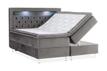 Oppbevaringsseng Alessia med LED-belysning 160x200 - Mørkgrå - Møbler - Senger - Senger med oppbevaring