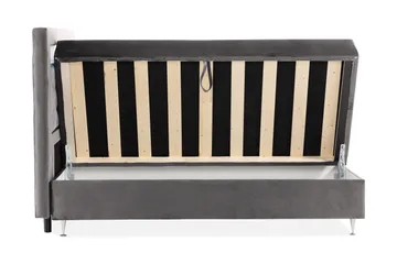 Oppbevaringsseng Alessia med LED-belysning 160x200 - Mørkgrå - Møbler - Senger - Senger med oppbevaring