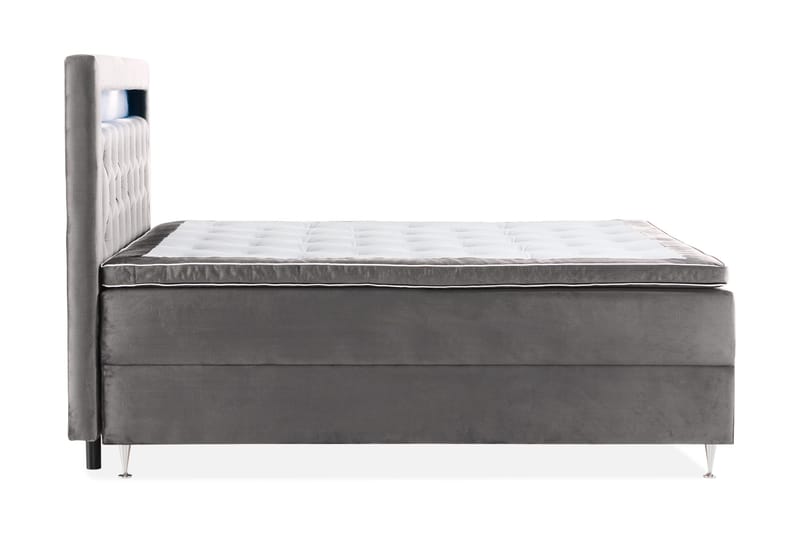 Oppbevaringsseng Alessia med LED-belysning 160x200 - Mørkgrå - Møbler - Senger - Senger med oppbevaring