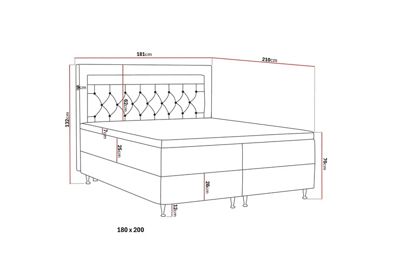 Oppbevaringsseng Alessia med LED-belysning 180x200 - Beige - Møbler - Senger - Senger med oppbevaring
