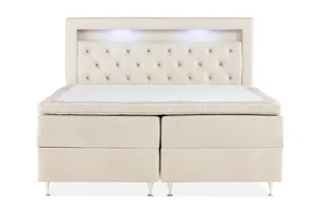 Oppbevaringsseng Alessia med LED-belysning 180x200 - Beige - Møbler - Senger - Senger med oppbevaring