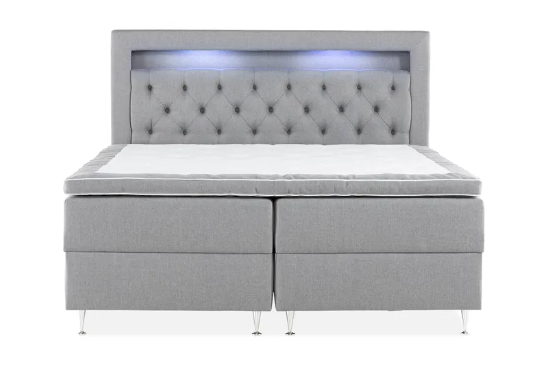 Oppbevaringsseng Alessia med LED-belysning 180x200 - Grå - Møbler - Senger - Senger med oppbevaring