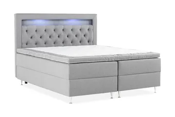 Oppbevaringsseng Alessia med LED-belysning 180x200 - Grå - Møbler - Senger - Senger med oppbevaring