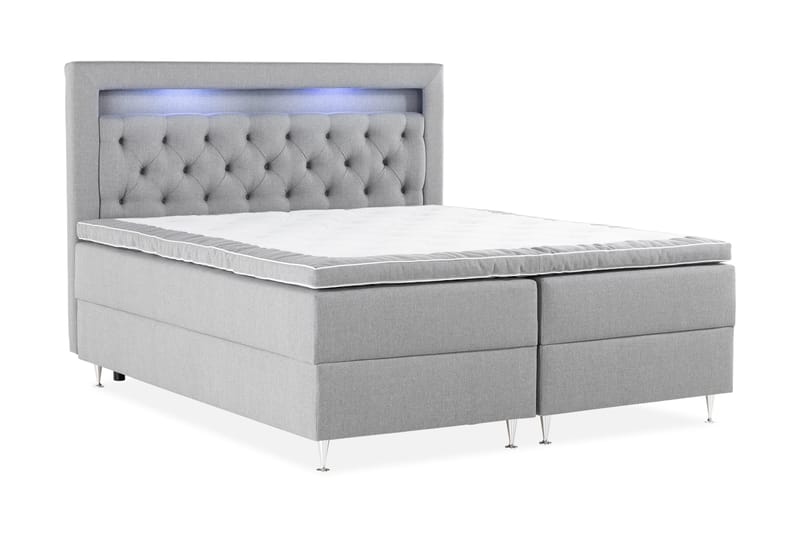 Oppbevaringsseng Alessia med LED-belysning 180x200 - Grå - Møbler - Senger - Senger med oppbevaring