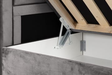 Oppbevaringsseng Alessia med LED-belysning 180x200 - Mørkgrå Fløyel - Møbler - Senger - Senger med oppbevaring