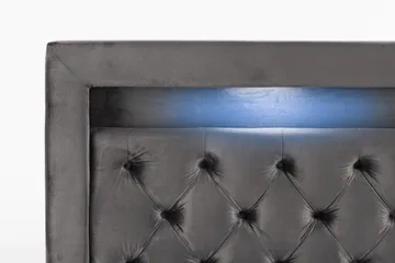 Oppbevaringsseng Alessia med LED-belysning 180x200 - Mørkgrå Fløyel - Møbler - Senger - Senger med oppbevaring