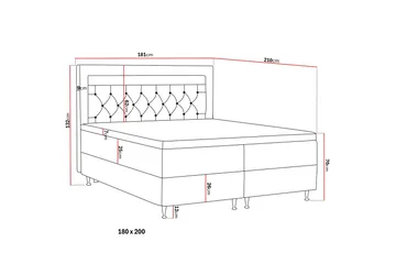 Oppbevaringsseng Alessia med LED-belysning 180x200 - Mørkgrå Fløyel - Møbler - Senger - Senger med oppbevaring