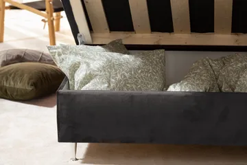 Oppbevaringsseng Alessia med LED-belysning 180x200 - Mørkgrå Fløyel - Møbler - Senger - Senger med oppbevaring