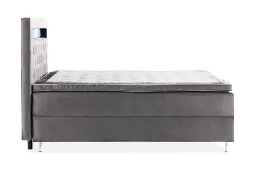 Oppbevaringsseng Alessia med LED-belysning 180x200 - Mørkgrå Fløyel - Møbler - Senger - Senger med oppbevaring