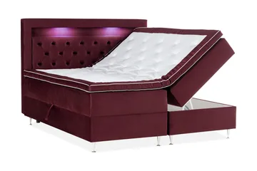 Oppbevaringsseng Alessia med LED-belysning 180x200 - Rød - Møbler - Senger - Senger med oppbevaring