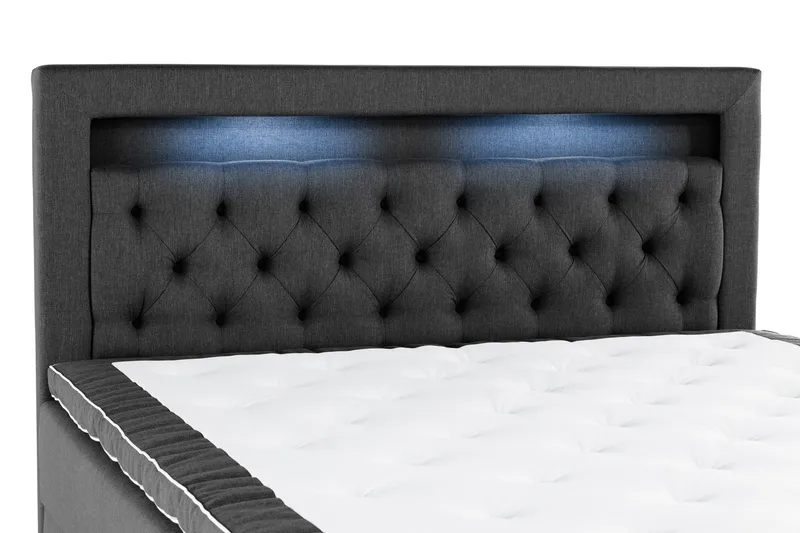 Oppbevaringsseng Alessia med LED-belysning 180x200 - Svart - Møbler - Senger - Senger med oppbevaring