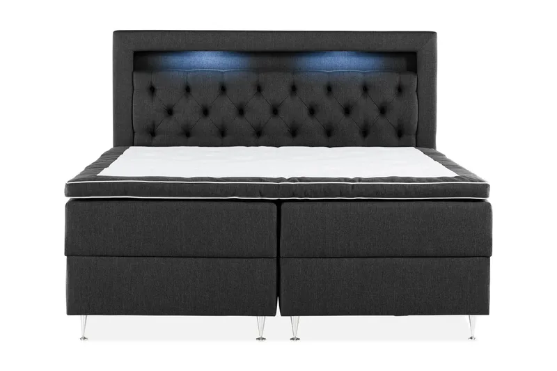 Oppbevaringsseng Alessia med LED-belysning 180x200 - Svart - Møbler - Senger - Senger med oppbevaring