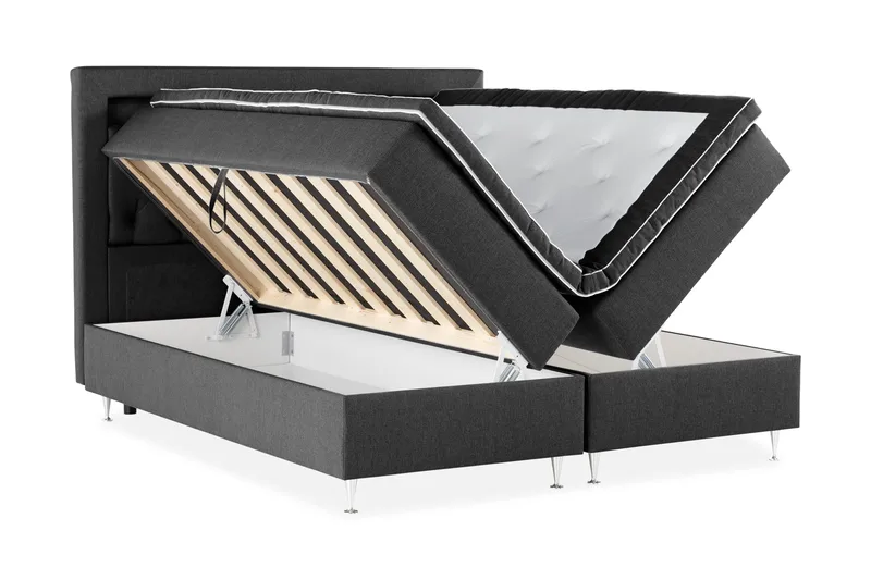 Oppbevaringsseng Alessia med LED-belysning 180x200 - Svart - Møbler - Senger - Senger med oppbevaring